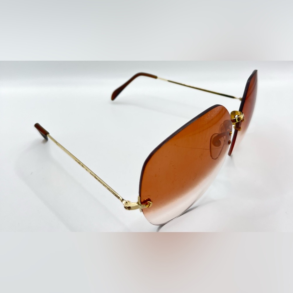 Vintage Leslie Gold Oval Oversized Rimless Sunglasses Frames Only